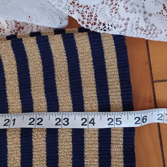 RALPH LAUREN XL WOMEN'S BRETON STRIPED SWEATER TANK TOP NAVY/METALLIC GOLD - Picture 10 of 10